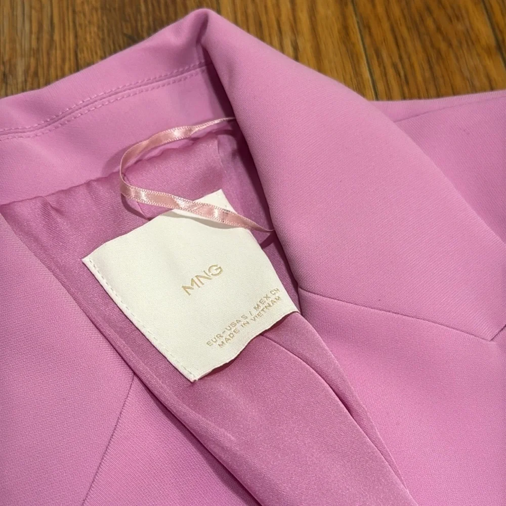 NWT MANGO Tailored Blazer with Turn Down Sleeves PINK size small spring - Picture 9 of 9